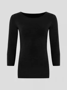 Hanf Damen schmales 3/4 T-Shirt - Farbe black aus Hanf und Bio-Baumwolle
