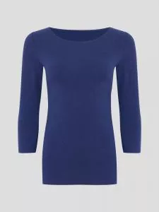 Hanf Damen schmales 3/4 T-Shirt - Farbe marine blue aus Hanf und Bio-Baumwolle