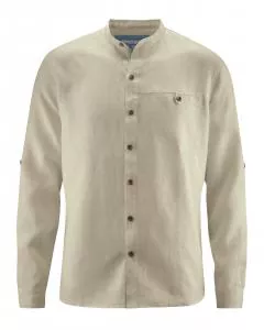 HempAge Hanf Stehkragen Hemd - Farbe hanf aus 100% Hanf