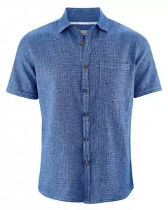 HempAge Hanf Kurzarm Hemd - Farbe cornflower aus Hanf und Bio-Baumwolle