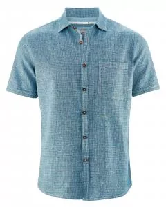 HempAge Hanf Kurzarm Hemd - Farbe indigo aus Hanf und Bio-Baumwolle