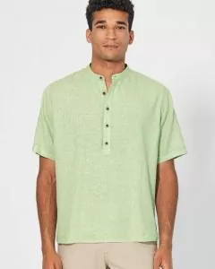 HempAge Hanf Hemd - Farbe matcha aus Hanf und Bio-Baumwolle