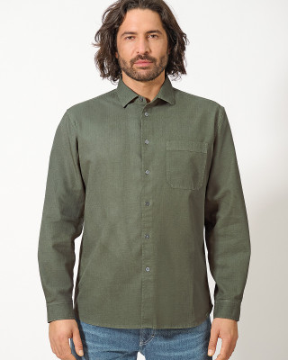 Preview: HempAge Hanf Hemd - Farbe moss aus Hanf und Bio-Baumwolle