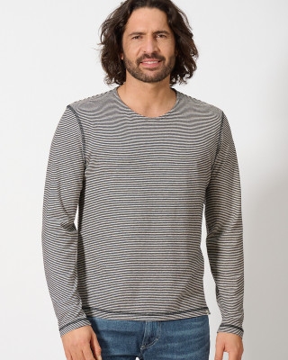 HempAge Hanf Langarmshirt - Farbe natur/black aus Hanf und Bio-Baumwolle