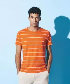 HempAge Hanf T-Shirt Farbe nectarine kombiniert mit Hanf Freizeithose Farbe gobi