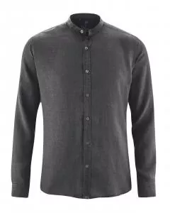 HempAge Hanf Stehkragenhemd - Farbe anthrazit aus 100% Hanf