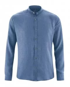HempAge Hanf Stehkragenhemd - Farbe blueberry aus 100% Hanf
