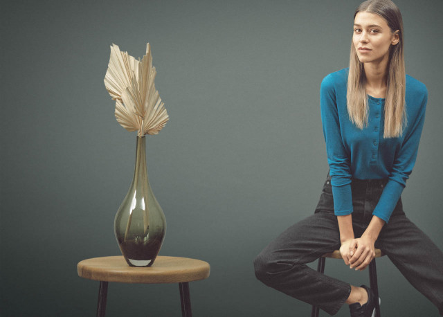 HempAge Hanf Henley - Farbe sea aus Hanf und Bio-Baumwolle