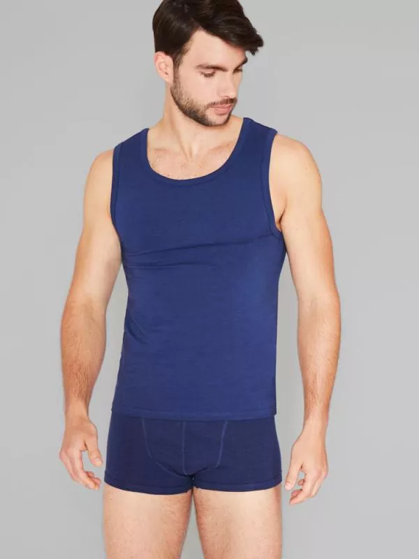 Hanf Herren Unterhemd - Farbe marine blue aus Hanf und Bio-Baumwolle Hanf Herren Unterhemd - Farbe marine blue aus Hanf und Bio-Baumwolle