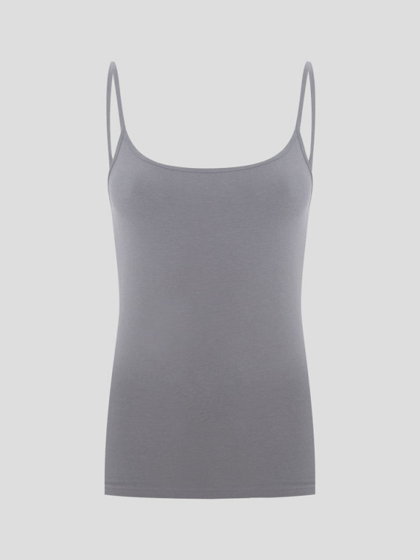Hanf Spaghetti-Träger Top - Farbe steel grey aus Hanf und Bio-Baumwolle