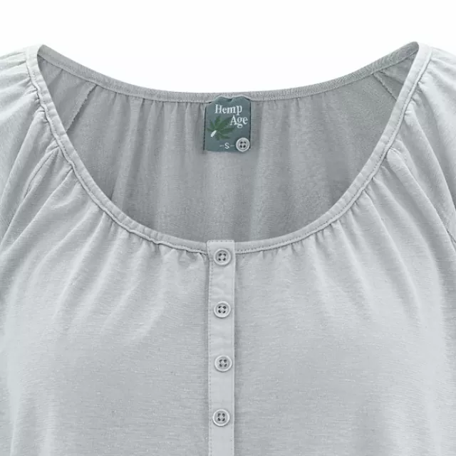 Ausschnitt HempAge Hanf T-Shirt Clara Farbe platinum