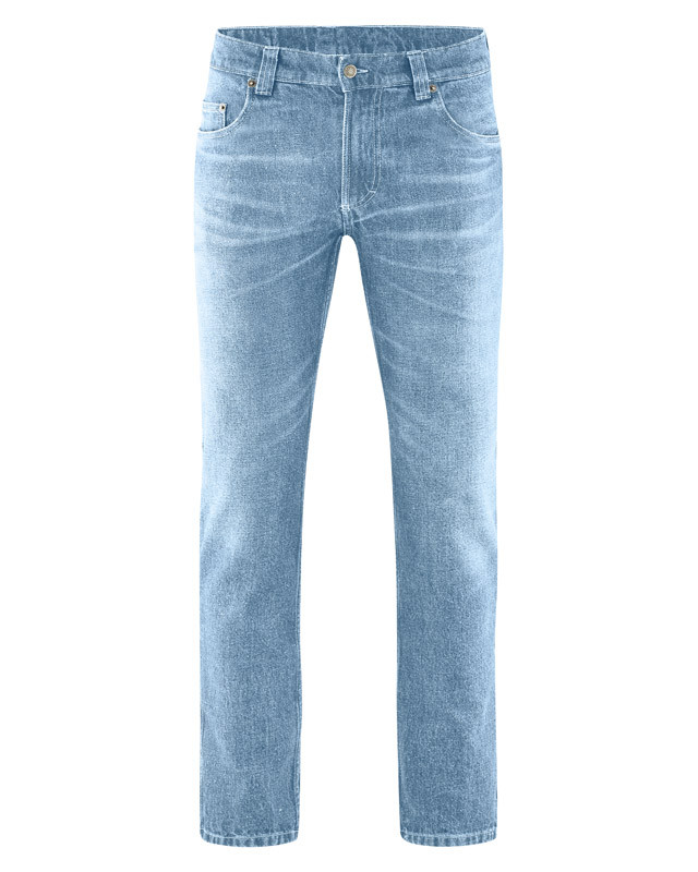 HempAge Herren Blue Denim Hanfjeans - Waschung aqua aus Hanf und Bio-Baumwolle