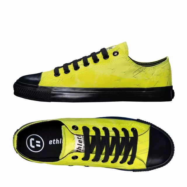 Ethletic Sneaker vegan LoCut Collection 19 - Farbe dove camo neon lime / black aus Bio-Baumwolle