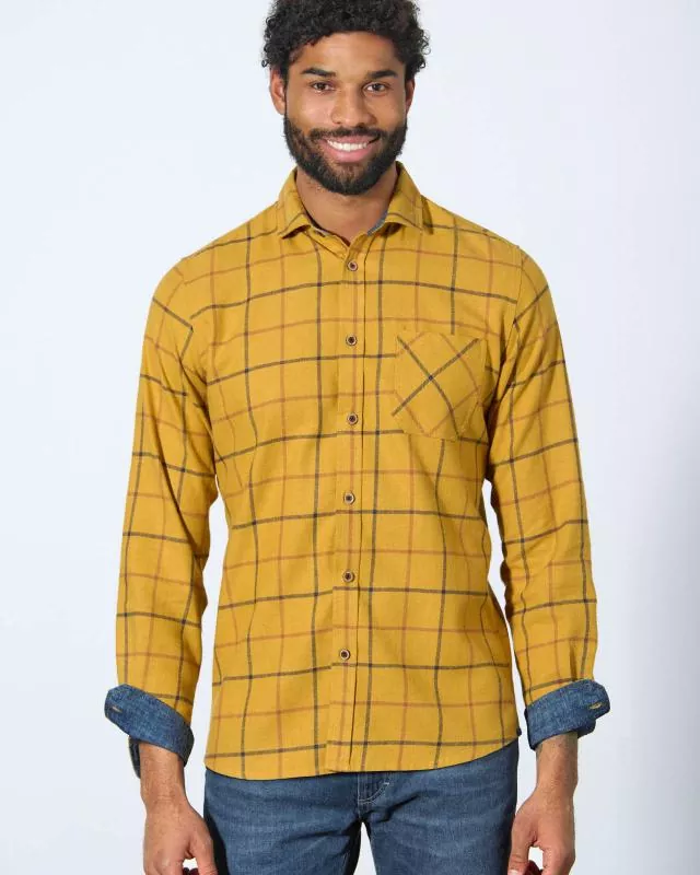 HempAge Hanf Hemd Lumberjack - Farbe ochre aus Hanf und Bio-Baumwolle