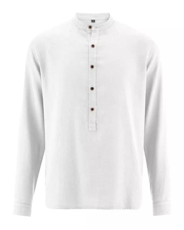 HempAge Hanf Stehkragen Hemd - Farbe white aus Hanf und Bio-Baumwolle