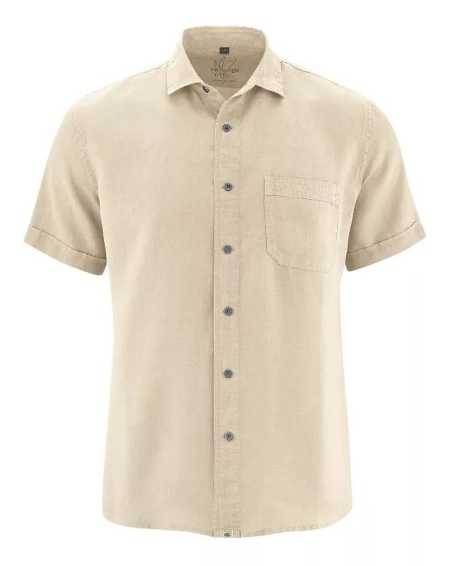 HempAge Hanf Kurzarm Hemd - Farbe gobi aus 100% Hanf