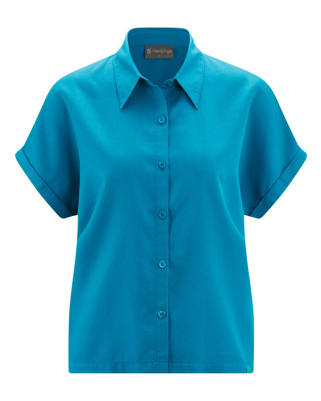 HempAge Hanf Bluse - Farbe azure aus 100% Lyocell