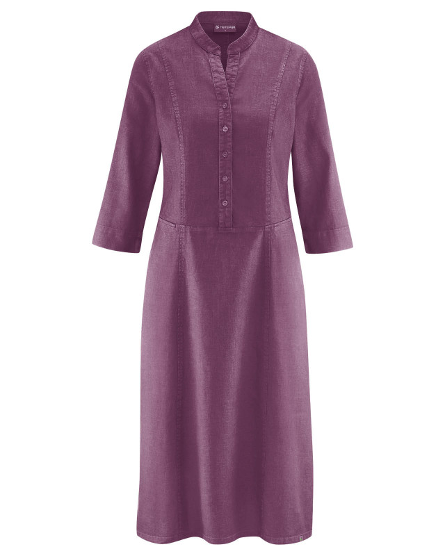 HempAge Hanf Hemdblusenkleid - Farbe purple aus Hanf und Bio-Baumwolle