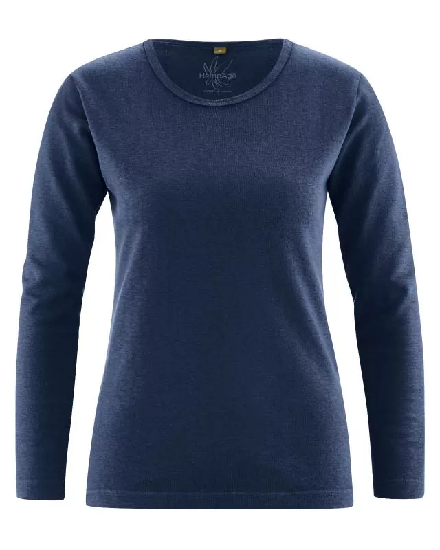 HempAge Hanf Langarm Shirt Naomi - Farbe navy aus Hanf und Bio-Baumwolle