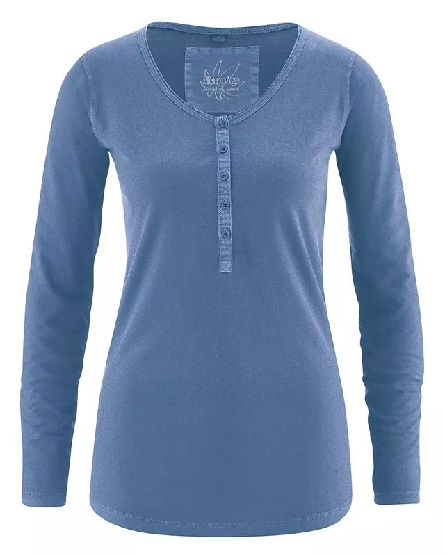 HempAge Hanf Langarm Shirt - Farbe sea aus Hanf und Bio-Baumwolle