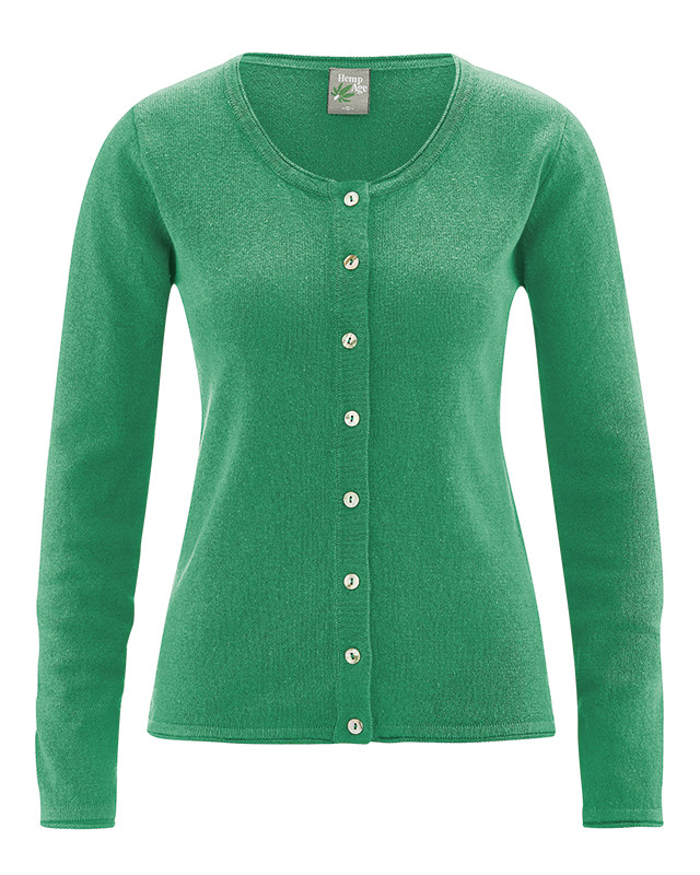 HempAge Hanf Cardigan - Farbe smaragd aus Hanf und Bio-Baumwolle