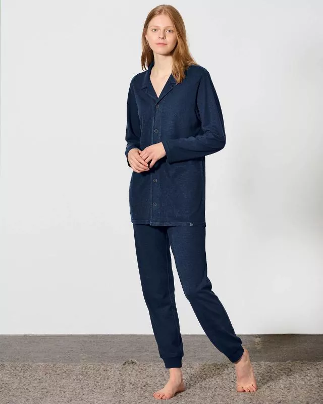 HempAge Unisex Hanf Pyjamahemd - Farbe navy aus Hanf und Bio-Baumwolle