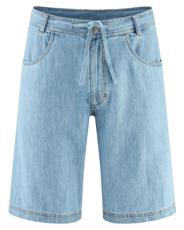 HempAge Hanf Denim Jeans Shorts - Farbe aqua aus Hanf und Bio-Baumwolle