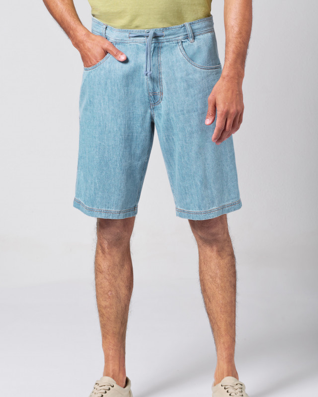 HempAge Hanf Denim Jeans Shorts - Farbe aqua aus Hanf und Bio-Baumwolle