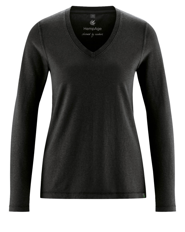 HempAge Hanf Langarm Shirt - Farbe black aus Hanf und Bio-Baumwolle