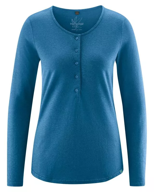 HempAge Hanf Henley - Farbe sea aus Hanf und Bio-Baumwolle