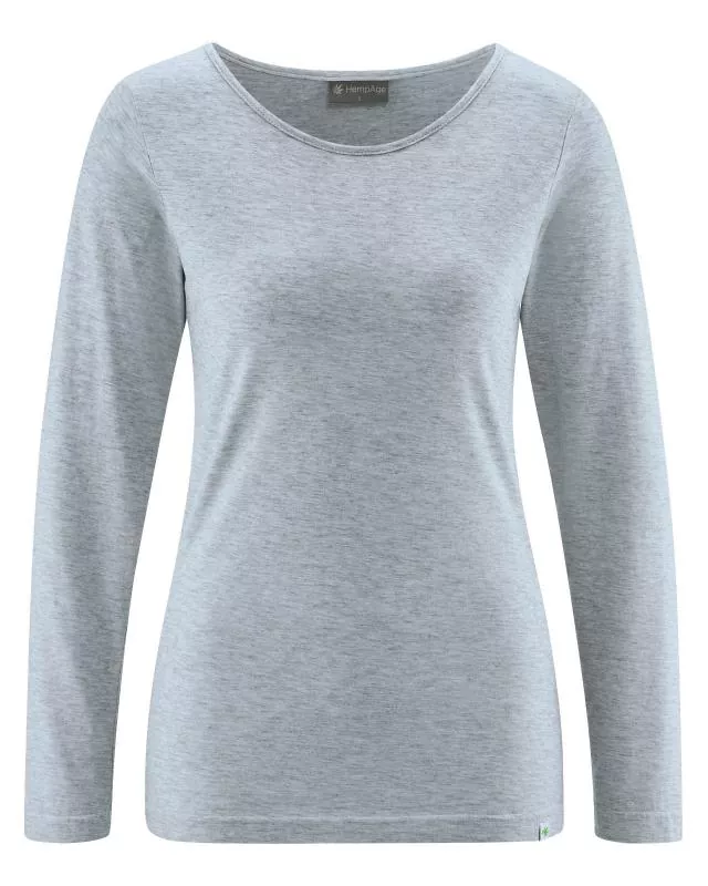 HempAge Hanf Langarmshirt - Farbe platinum aus Bio-Baumwolle und Hanf