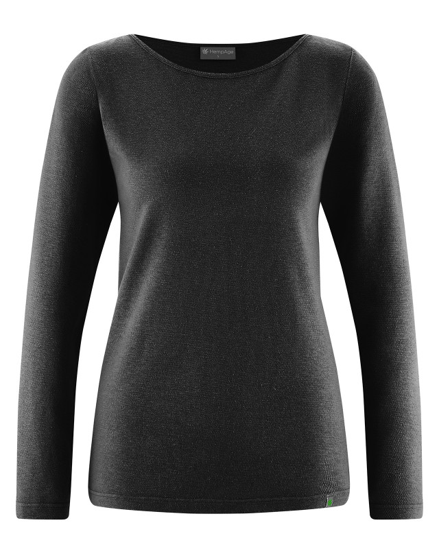 HempAge Hanf Langarmshirt - Farbe black aus Hanf und Bio-Baumwolle