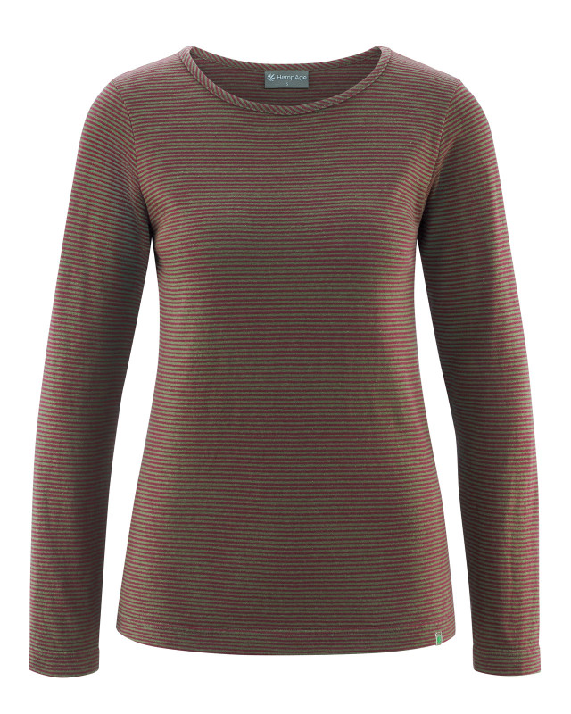 HempAge Hanf Langarmshirt - Farbe moss/wine aus Hanf und Bio-Baumwolle