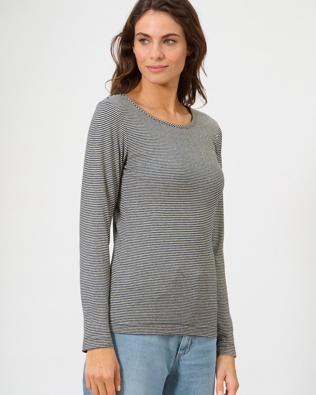 HempAge Hanf Langarmshirt - Farbe natur/black aus Hanf und Bio-Baumwolle