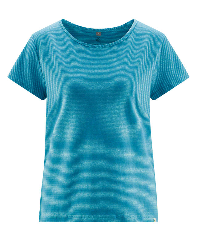 HempAge Hanf T-Shirt - Farbe azure/natur aus Hanf und Bio-Baumwolle