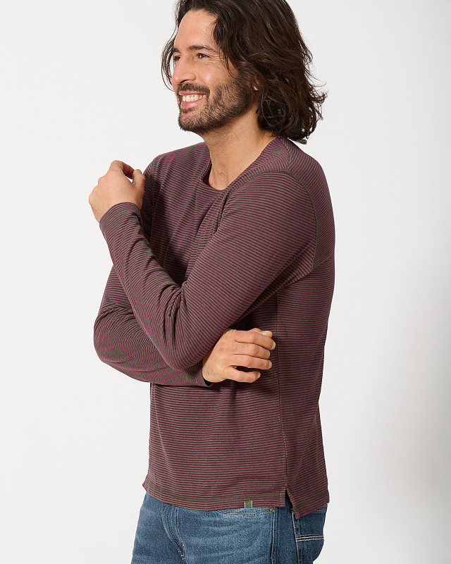 HempAge Hanf Langarmshirt - Farbe moss/wine aus Hanf und Bio-Baumwolle
