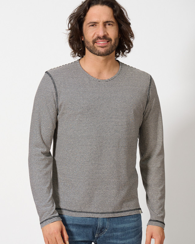 HempAge Hanf Langarmshirt - Farbe natur/black aus Hanf und Bio-Baumwolle