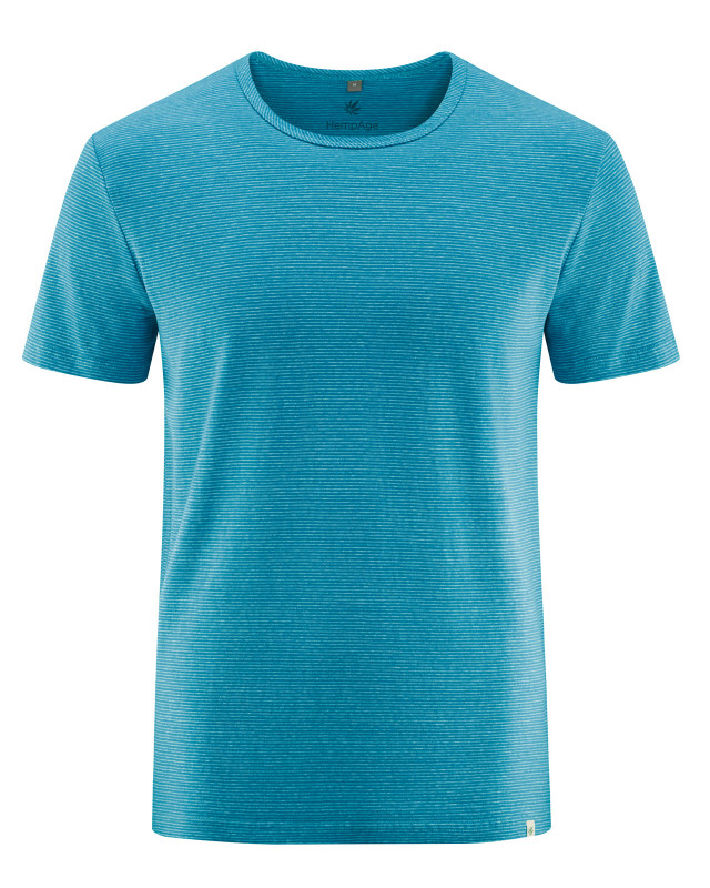 HempAge Hanf T-Shirt - Farbe azure/natur aus Hanf und Bio-Baumwolle