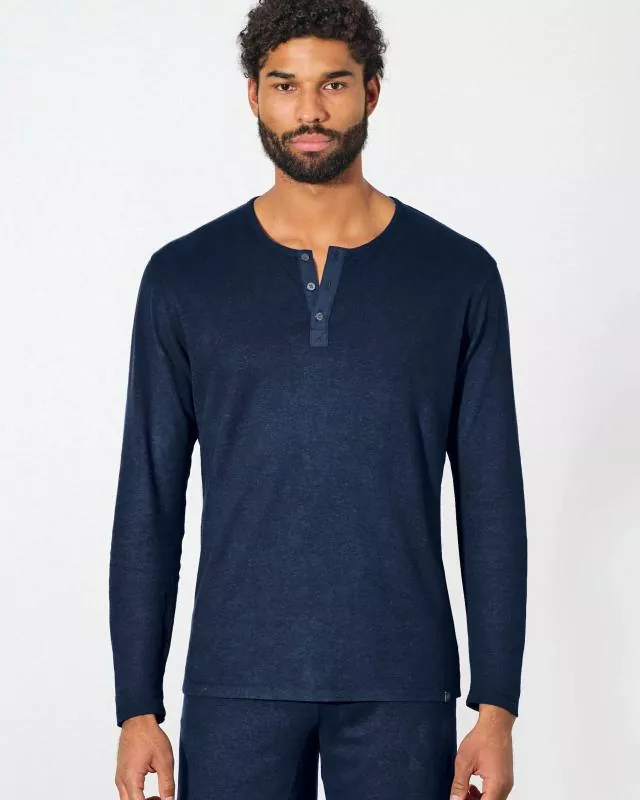 HempAge Hanf Langarm Shirt - Farbe navy aus Hanf und Bio-Baumwolle