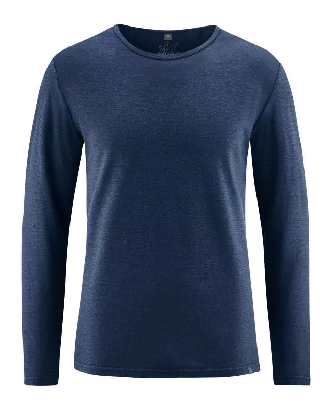 HempAge Hanf Langarmshirt - Farbe navy aus Hanf und Bio-Baumwolle