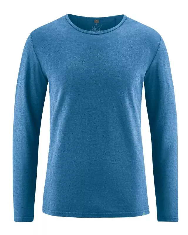 HempAge Hanf Langarmshirt - Farbe sea aus Hanf und Bio-Baumwolle