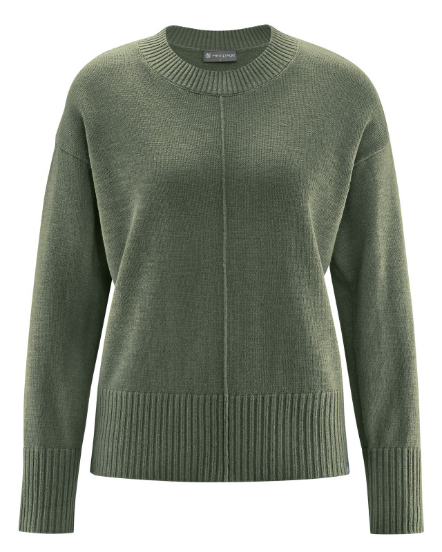 HempAge Hanf Pullover Strick - Farbe moss aus Hanf und Bio-Baumwolle