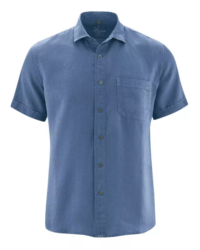 HempAge Hanf Kurzarm Hemd - Farbe blueberry aus 100% Hanf