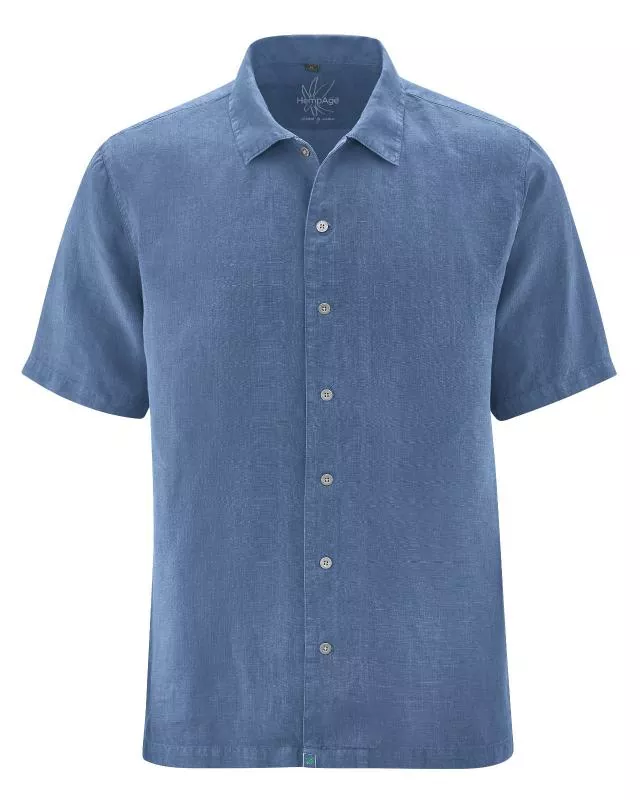 HempAge Hanf Halbarm Hemd - Farbe blueberry aus 100% Hanf