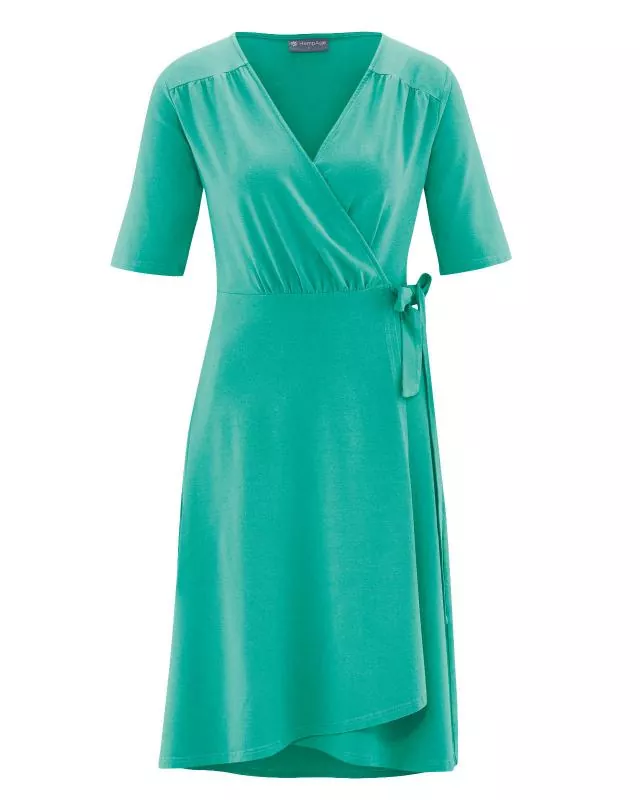 HempAge Hanf Wickelkleid - Farbe emerald aus Bio-Baumwolle und Hanf