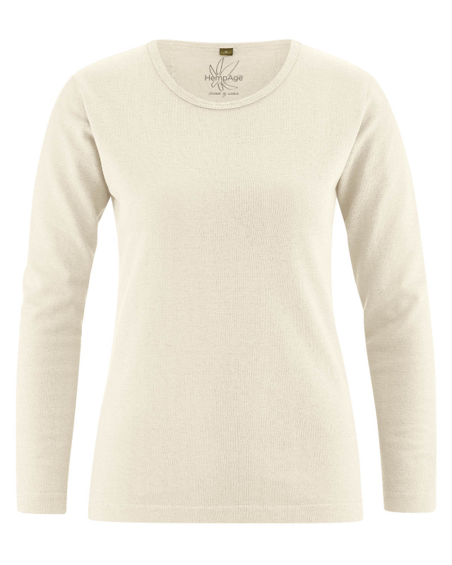 HempAge Hanf Langarm Shirt Naomi - Farbe natur aus Hanf und Bio-Baumwolle