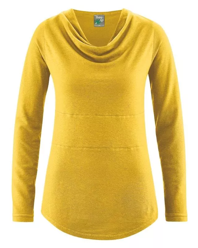 HempAge Hanf Langarm Shirt Rhianna - Farbe curry aus Hanf und Bio-Baumwolle