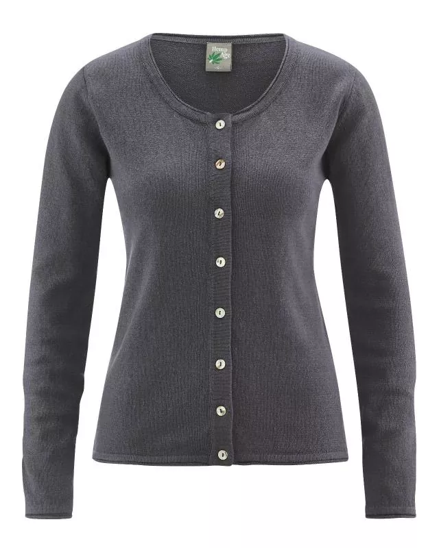 HempAge Hanf Cardigan - Farbe anthrazit aus Hanf und Bio-Baumwolle