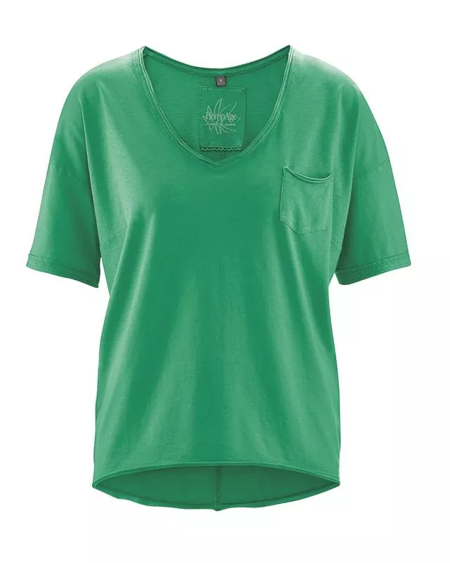 HempAge Hanf T-Shirt Emily - Farbe smaragd aus Hanf und Bio-Baumwolle