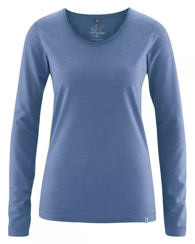 HempAge Hanf Langarm Shirt Lene - Farbe blueberry aus Hanf und Bio-Baumwolle